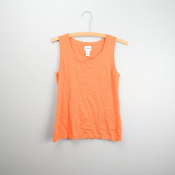 Chico's Sz 0 - Orange Scoop Neck Sweater Tank - Picture 1 of 4